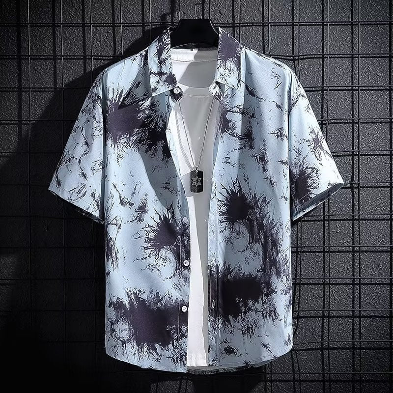 New Flower Shirt Men&amp;amp;amp;amp;amp;amp;amp;amp;#039;s Trendy Brand Retro Casual All-match Men&amp;amp;amp;amp;amp;amp;amp;amp;#039;s Clothing Hong Kong Style Chic Couple Beach Short-sleeved Shirt Men